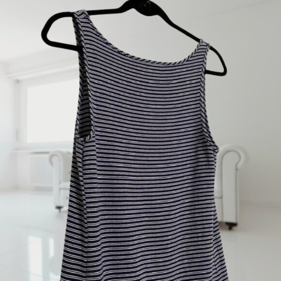 Isabel Maternity Striped Tank Top Navy White Sleeveless Tee by Ingrid & Isabel - Picture 5 of 13